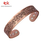 Магнитные браслеты Oktrendy из чистой меди для мужчин и женщин, винтажный Регулируемый Женский браслет с энергией для здоровья при артрите