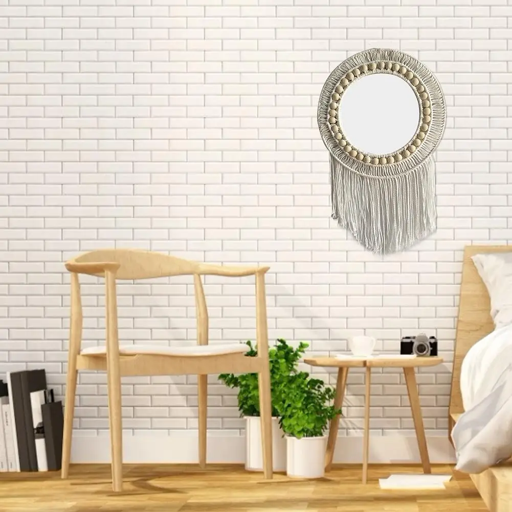 Макраме Настенное подвесное зеркало Boho геометрическое декоративное mi rror квартира гостиная спальня комната в общежитии Entryways украшение дома mi