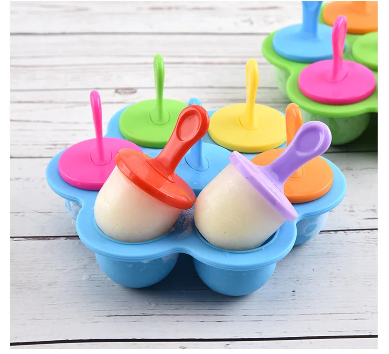

DIY Ice Candy Mold Ice Cube 7-Hole Ice Tray Summer Home Children Homemade Ice-cream Mold Making Box Refrigerator Fast Frozen To