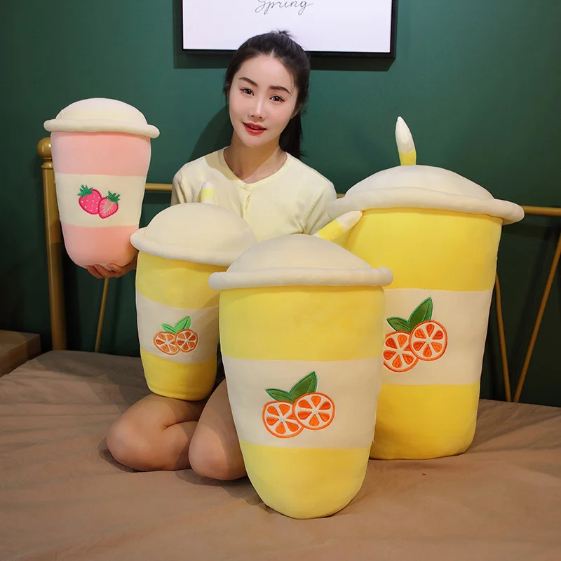

45-80CM Kawaii Soft Filled Pearl Milk Tea Pillow Girl Plush Toys Holiday Gifts Removable And Washable Almohada De Té Con Leche