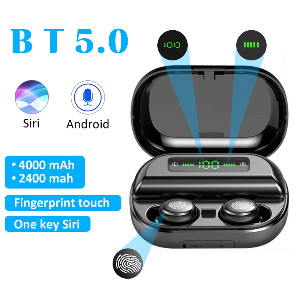 

8D Stereo bluetooth-compatible Headset 4000 mAh Power display bluetooth-compatible 5.0 Hifi headphone charger Touch Control