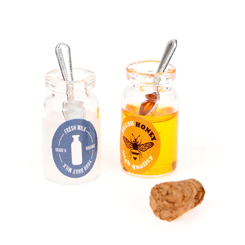 1:12 Миниатюрный Кукольный домик молоко мед клубника джем с ложкой Набор кукольной