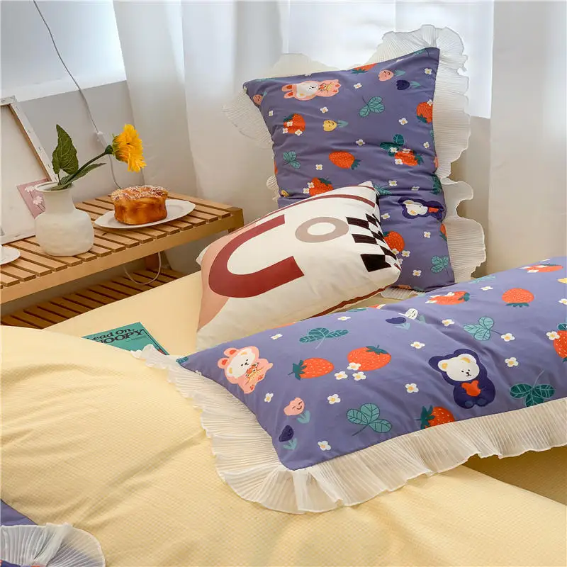 

3/4 Pcs Duvet Cover Set For Bed With Pillowcase Single Queen Size housse de couette Fruit pattern Bed Covers For Adult