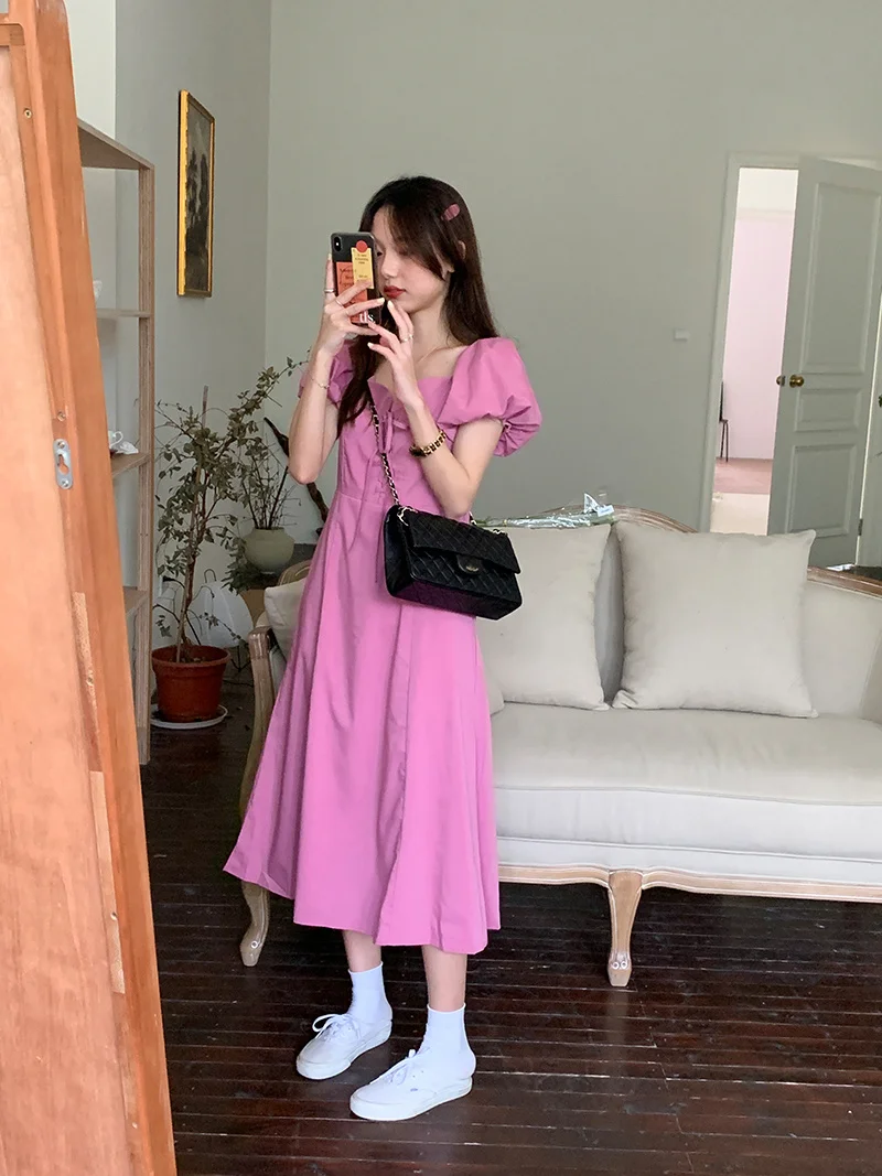 Темпераментное нежное платье женское Бандажное корейское тонкое облегающее