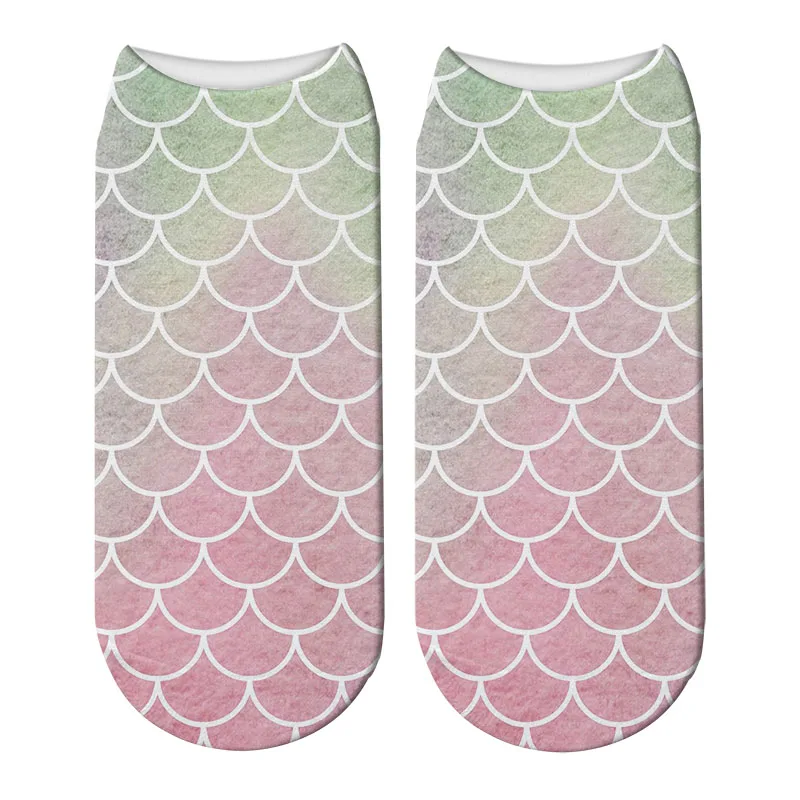 Новая мода Русалка 3D печатных короткие носки забавные летние пляжные рыбьей