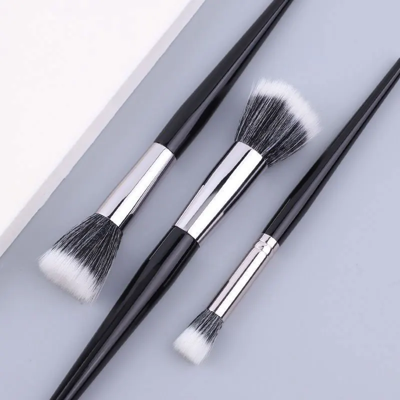 

New Double Layer Fine Light Peak Wool Point Color Blush Brush Flat Head Single Multifunctional Makeup Brush Beauty Tool