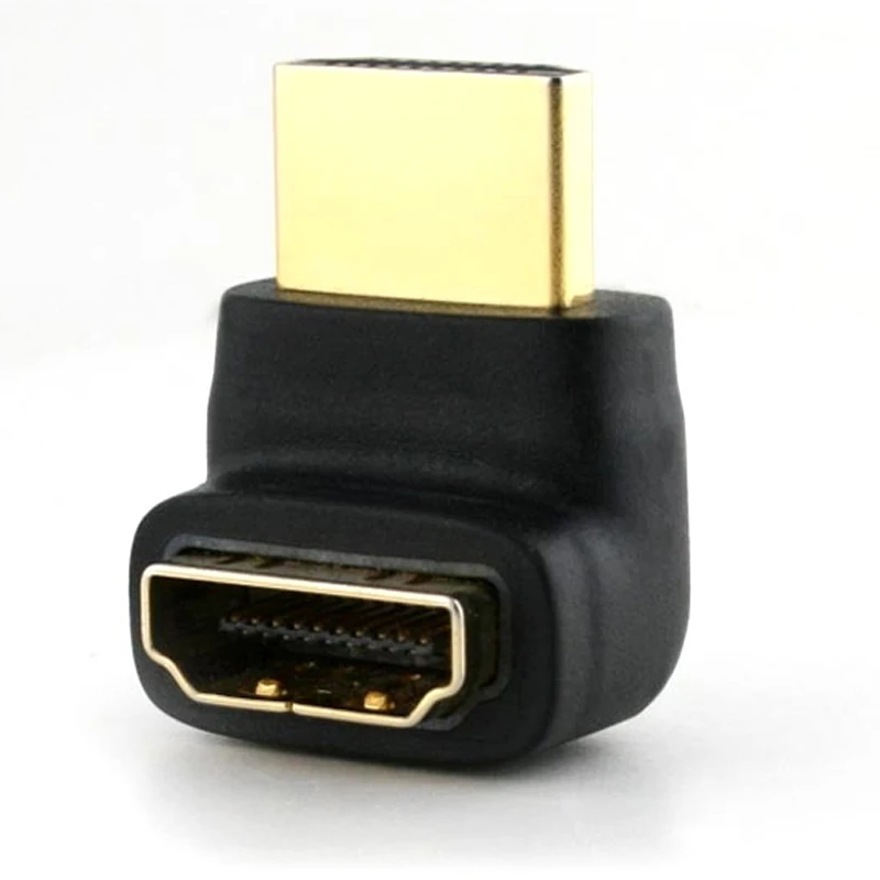 Оптовая продажа черный HDMI адаптер позолоченный локоть 90 градусов штекер к