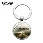 SONGDA классический ТВ-драма Ходячие мертвецы Брелок сувенир подарок ручная работа картина стекло брелок с кабошоном мотоцикл автомобиль брелок