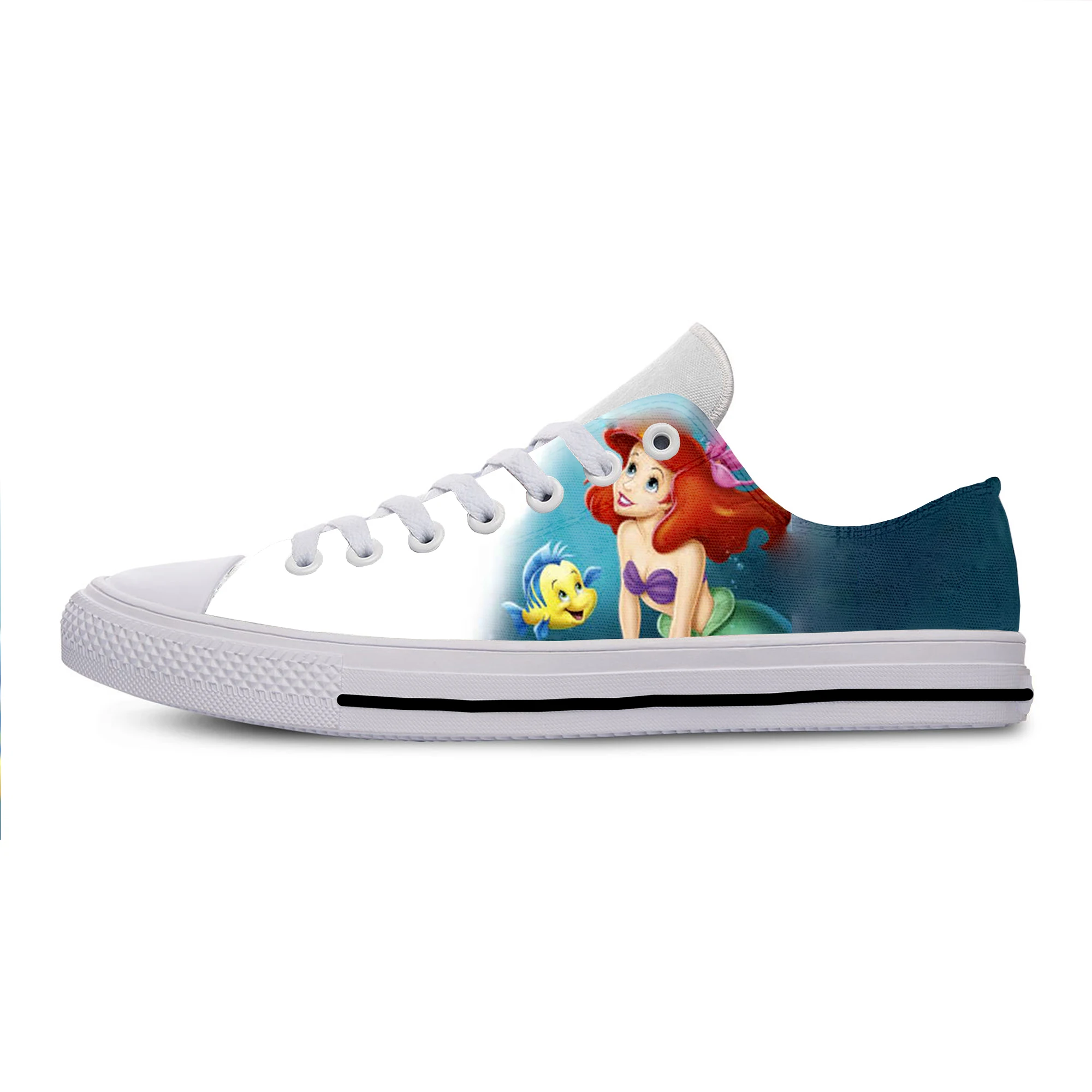 2019 Hot Cool Fashion Cartoon Funny Summer Sneakers Handiness Casual Shoes 3D Printed For Men Women The Little Mermaid Ariel | Обувь