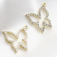 2pcs rhinestones butterfly small pendant charms for jewelry making necklace diy earring bracelet jewelry accessories wholesale
