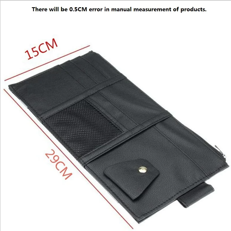

1 Pieces Car Sunshade Card, Eye Clip, Zipper, Mobile Phone Certificate Clip, Storage and Hanging Bag Car Sun Visor PU Skin