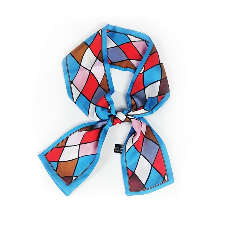 Новинка 2019 Модный Узкий длинный шелковый шарф с принтом Женская повязка на