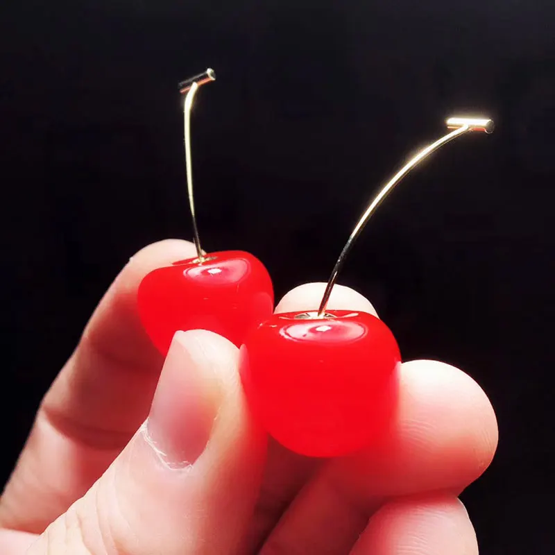 Корейские полимерные вишневые серьги для женщин и девушек подарок красные