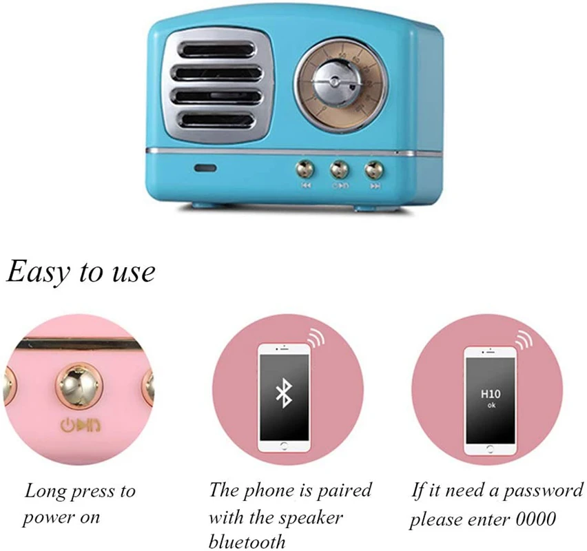 Портативная bluetooth колонка в стиле ретро мини портативная беспроводная USB/TF карта