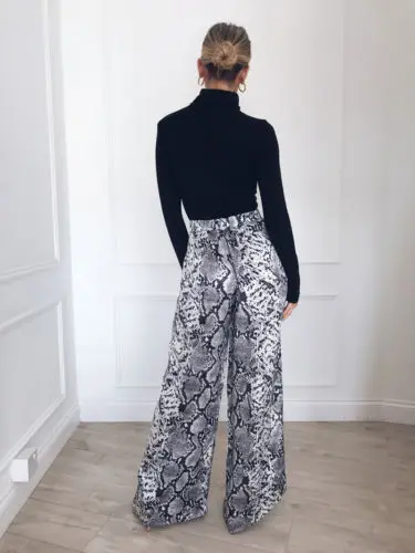 Шикарные женские леопардовые широкие брюки со змеиным принтом эластичные