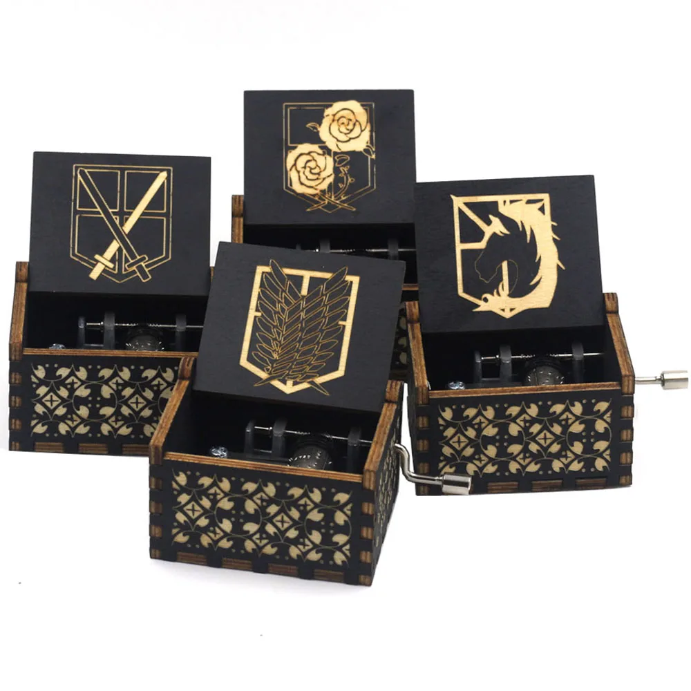 Оптовая продажа деревянная музыкальная шкатулка с ручным приводом из аниме