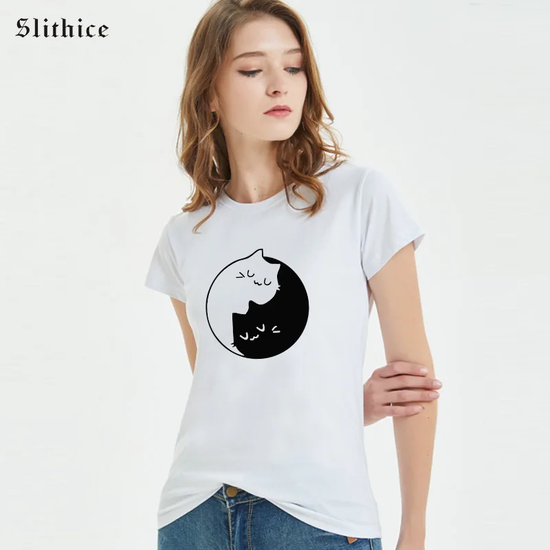 Женская футболка с коротким рукавом изображением кота | одежда