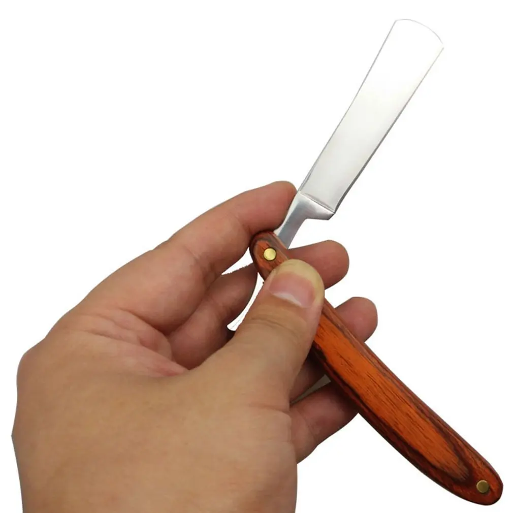 

Natural Wood Shaving Razor Straight Razor Carbon Steel For Men Straight Razor With Pre-sharpened Blade And Polished Handle Retro