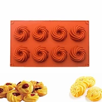 8 cavity food grade silicone cake molds hoff sweet ring 3d whirlwind shape cookie sponge mousse dessert diy baking tools