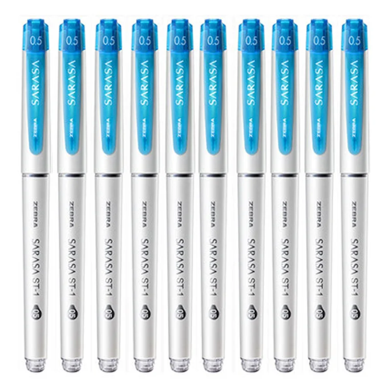 10pcs sky blue Зебра 5/10 шт. ручка с чернилами стандартных цветов JJZ58 SARASA 0,5 мм Большой Ёмкость студент экспертизы подпись в офисе ручка красный, синий и черный - Цвет: 10pcs sky blue
