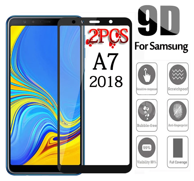 2 шт. 9d для samsung galaxy A7 2018 защитное стекло на sumsung a750 a720 2017 A70 7A Защитная пленка экрана