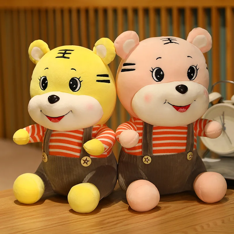 23-50 см милый Счастливый тигр с комбинезоном плюшевая кукла Мягкая Милая подушка в