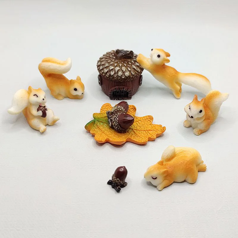 Искусственный лес животное белка семья опавшие листья сосновые конусы
