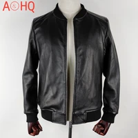 new genuine leather bomber aviation jacket men 100 cowhide plus size 5xl black slim real cow leather flight aviator pilot coats