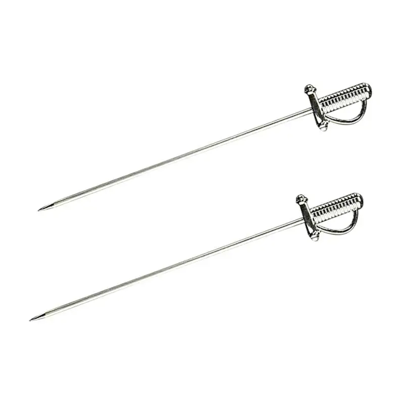 

2pcs Cocktail Sticks Stainless Steel Sword Shape Decorative Fruit Picks Party Supplies Swizzle Stick for Bar KTV Hotel