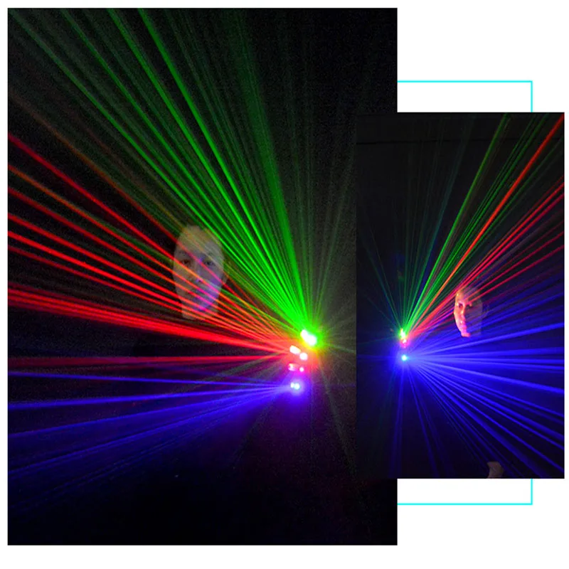 Перезаряжаемый эффект освещения лазерные перчатки DJ шоу сцены 3 зеленый +