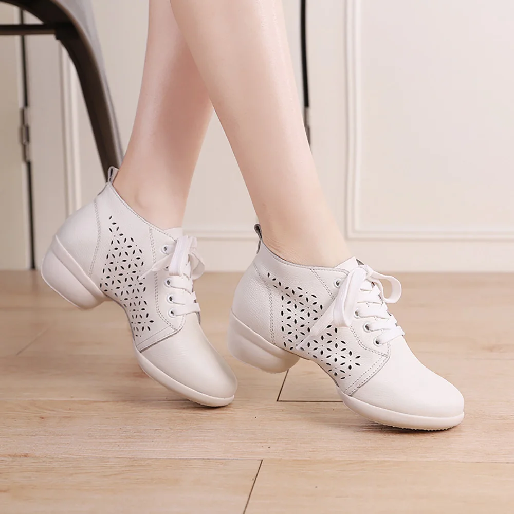 Dancing Shoes 8508 Spring New Dancing Shoes Square Dance Shoe Genuine Leather Mid Heel Sailor Ms Damping Breathable Non-slip