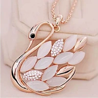 cats eye stone swan necklace luxury necklace hollow out diamond inlaid zircon chain pendant for women jewelry gifts wholesale
