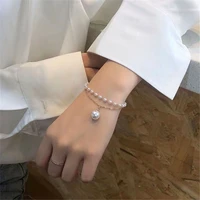 2021 fashion ladies double pearl bracelet jewelry set beaded pearl retro bracelet exposure to european and american light women