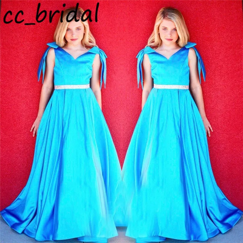 

Charming Blue Satin Prom Dresses Long 2020 Formal A-line Dress Woman Party Night With Pocket Evening Gown robe de soiree