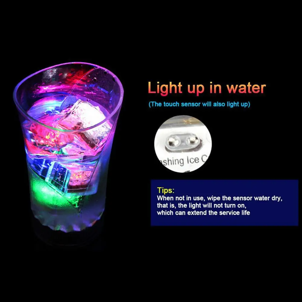 

12pcs LED flashing ice cube light Glowing Party Ball Wine Luminous Decoration Bar Wedding Neon Festival Supplies Glass Tast E4H8