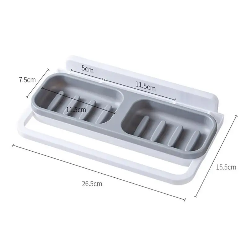 

Double Soap Rack No Drilling Wall Mounted Double Layer Soap Holder Soap Sponge Bathroom Accessories Soap Dishes Self Adhesive