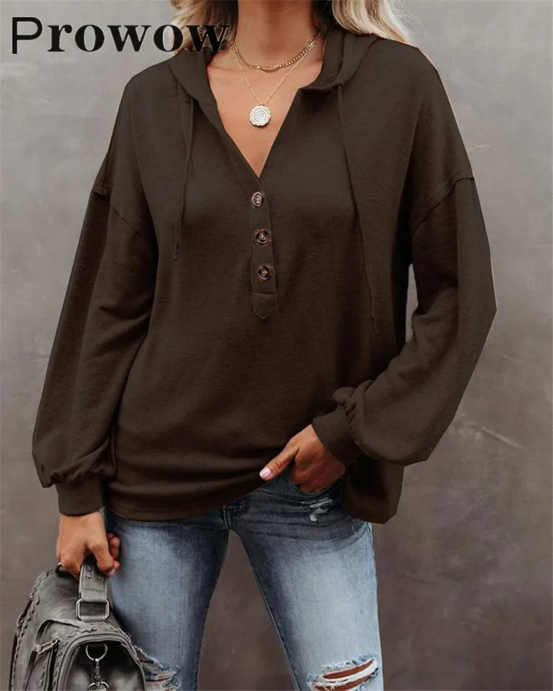 

Prowow Spring Autumn Fashion Solid Hooded Sweatshirt Female Casual Loose Streetwear Long Sleeve Pullover Oversize Tops S-5XL