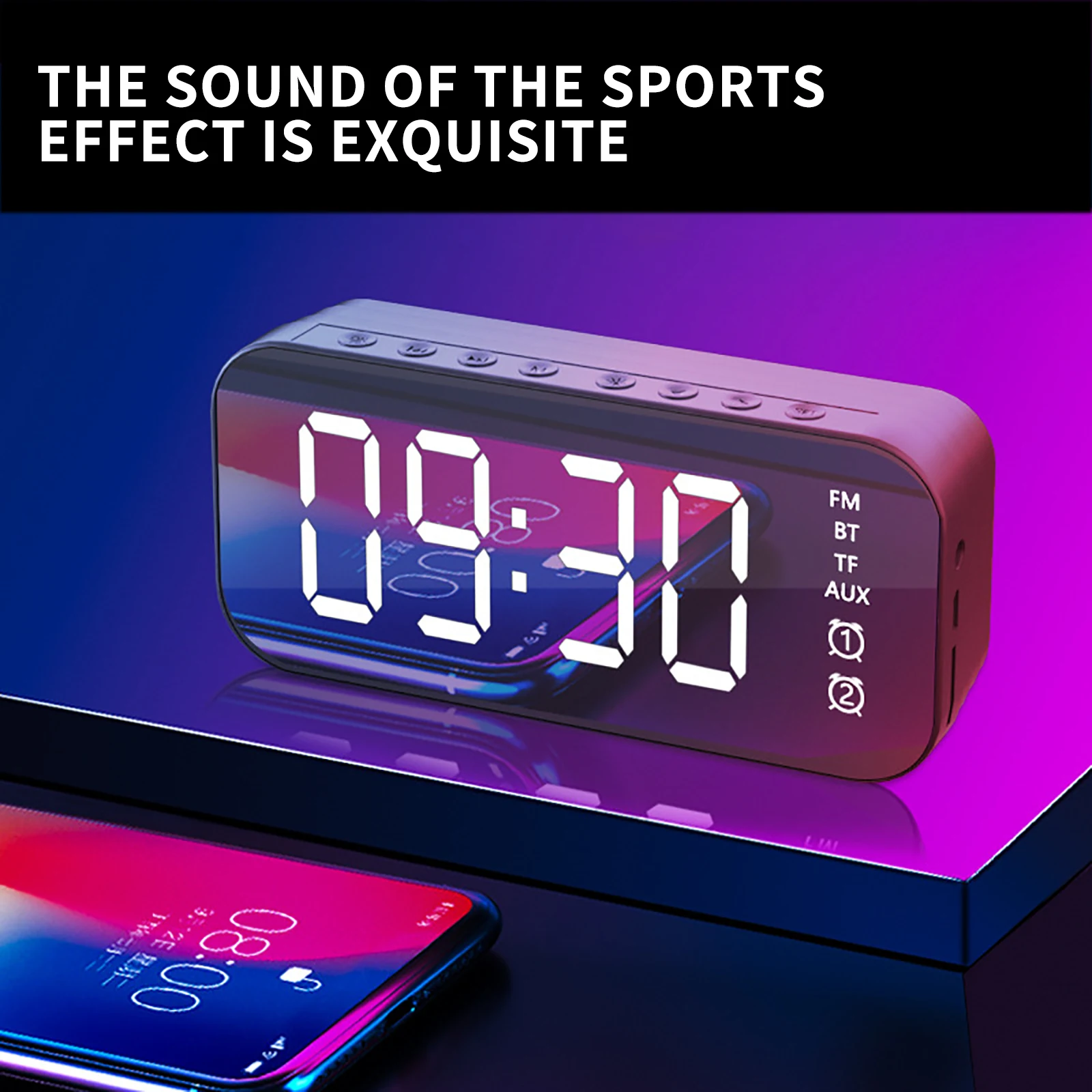 Домашний Спальня Гостиная Перезаряжаемые прикроватная Музыки Часы светодиодный