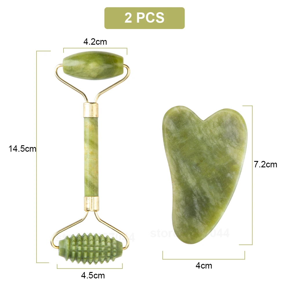 

2/1pcs Jade Roller Massager For Face Green Gua Sha Jade Stone Massager Face Slimmig Rollers Lift Anti Wrinkle Facial Beauty Skin
