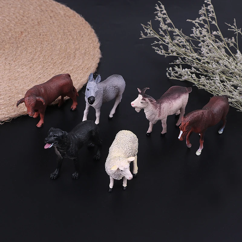 6 шт./компл. дети собака лошадь Ослик Ox корова набор пластмассовые игрушечные