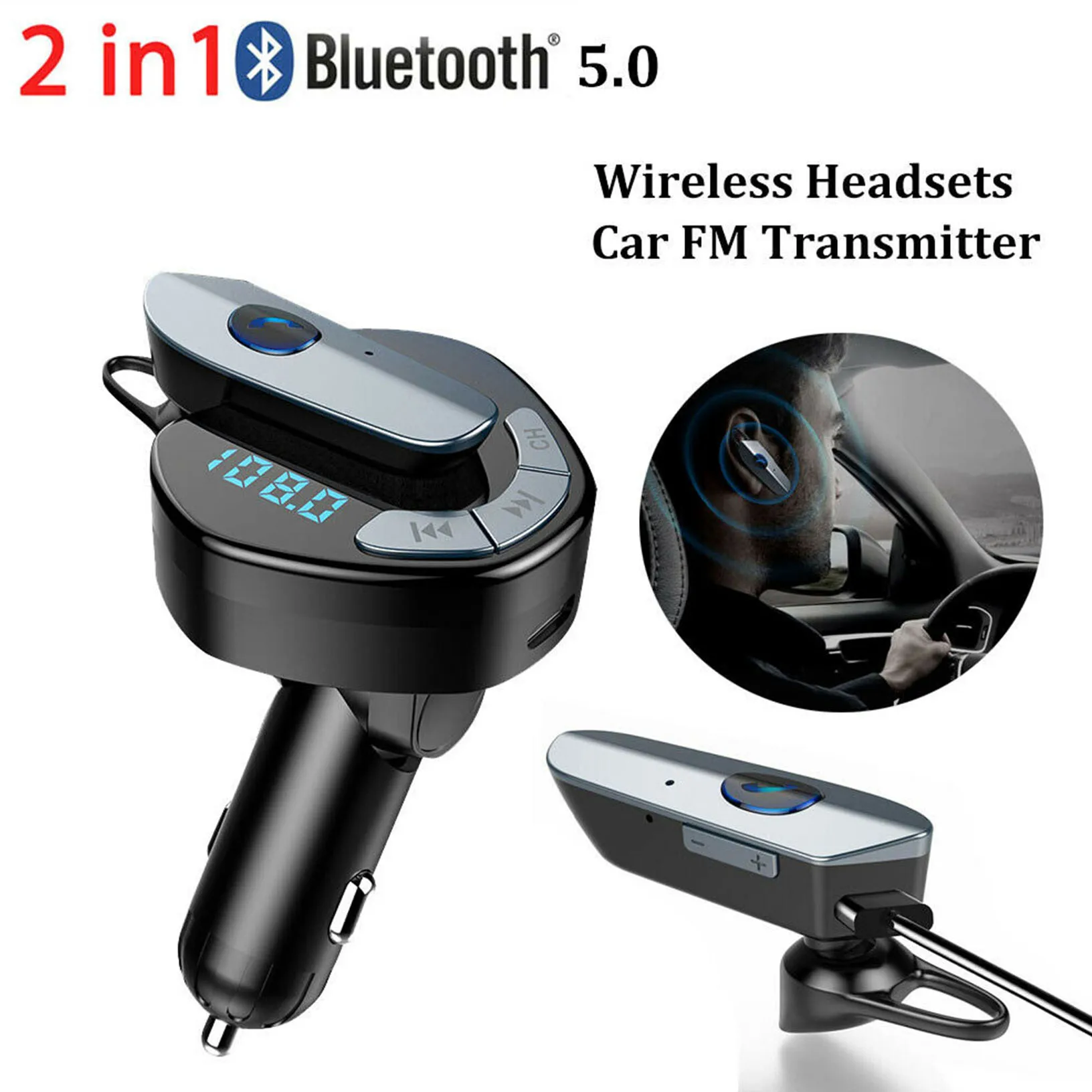 

Автомобильный Bluetooth-комплект, FM-передатчик, mp3-плеер, адаптер громкой связи, зарядное устройство USB
