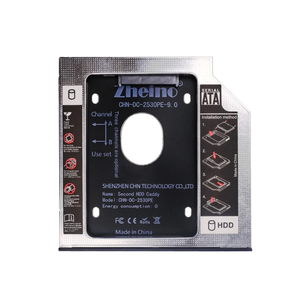 Zheino алюминиевый 9,0 мм 2nd HDD SSD Caddy 2,5 SATA для SATA рамка Caddy HDD чехол адаптер отсек для ноутбука CD/DVD-ROM ODD