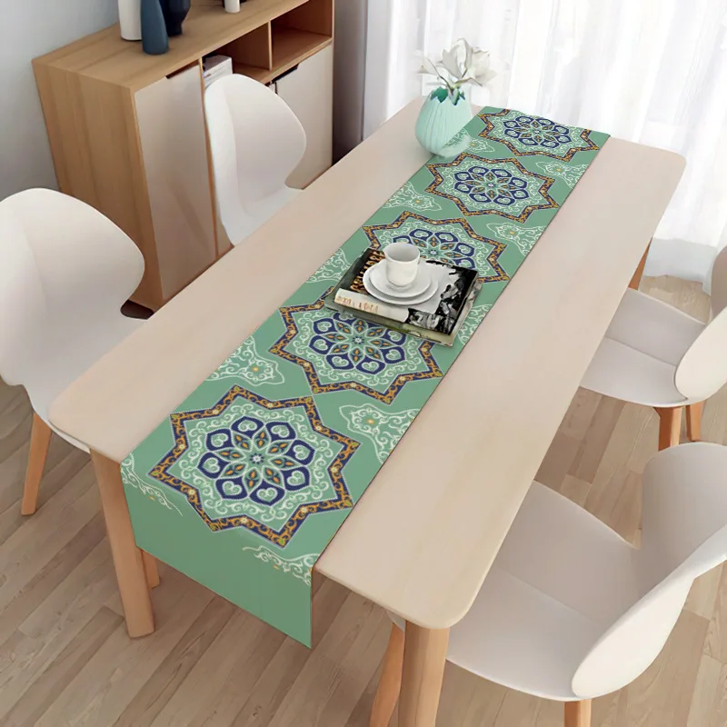 

Muslim Ramadan Table Runner Eid Celebration Mubarak Party Decor for Table Islamic Mosque Decoration Supplies for Holiday Kitchen