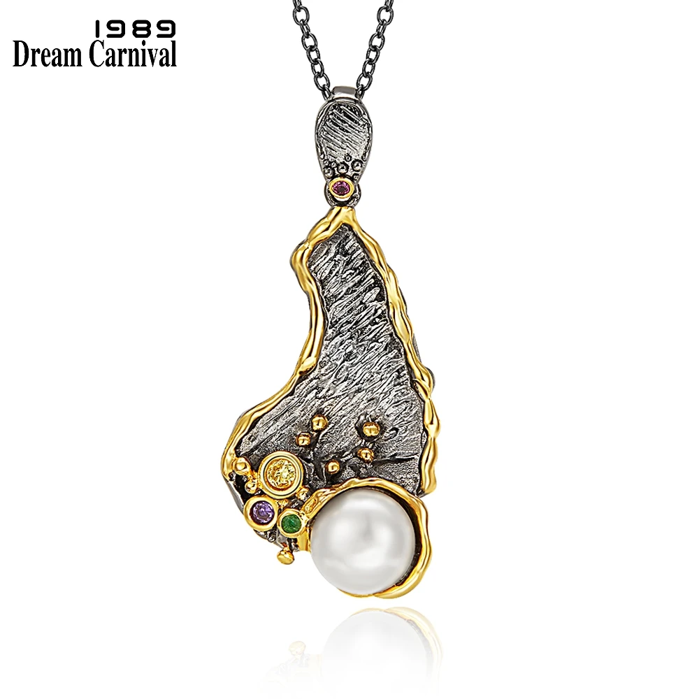 DreamCarnival1989 New Collection Gothic Pendant Necklace For Women White Pearl & Colora Zircon Party Fashion Jewelry Hot WP6673