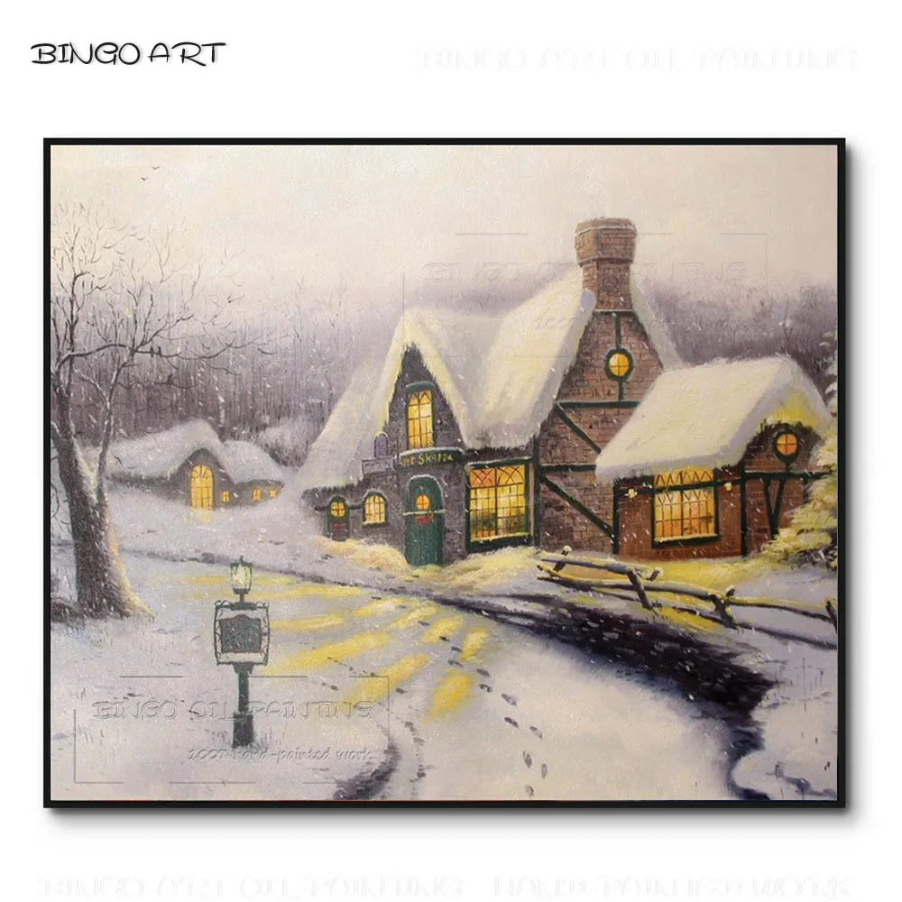 Beste Geschoolde Kunstenaar Handgeschilderde Hoge Kwaliteit Wit Sneeuwen Landschap Olieverf Woonkamer Muur Decor Winter Sneeuwt Olieverf