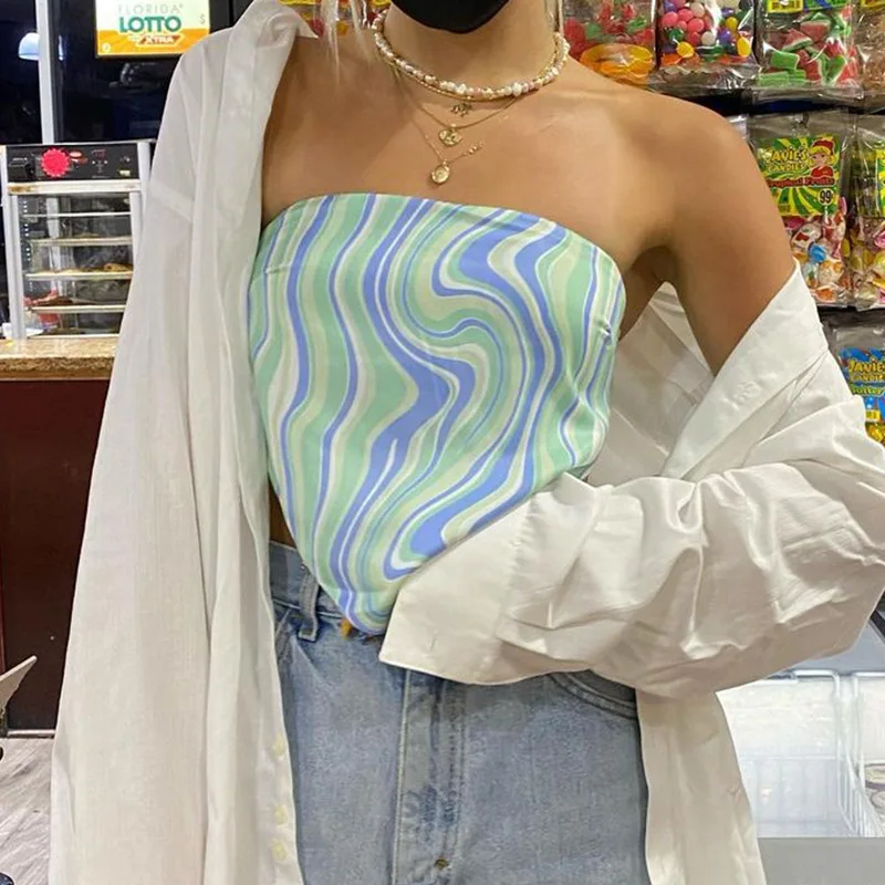 Женский летний пикантный топ с запахом на груди креативный Топ без бретелек