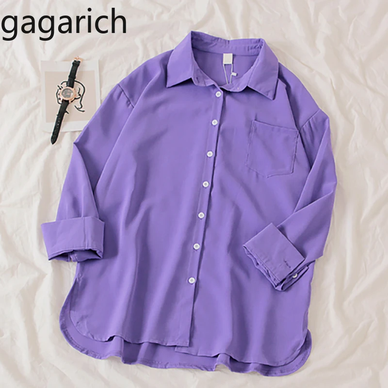 Женская блузка с длинным рукавом Gagarich фиолетовая Повседневная рубашка размера