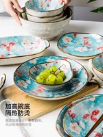 flower blue dinner plates european style round home dinner plates set ceramic breakfast geschirr set kitchen tableware ei50tz