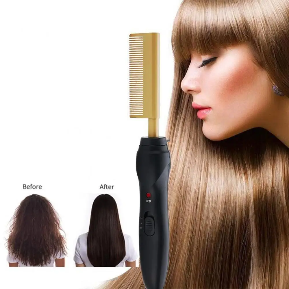 

Hair Straightener Flat Irons Straightening Brush Hot Heating Comb Hair Straight Styler Corrugation Curling Iron Hair Curler Comb