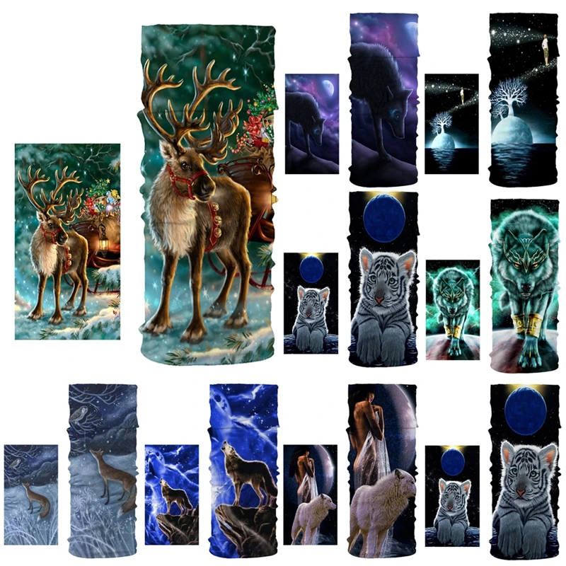 

Pinksee Модный летний дышащий бесшовный волшебный шарф с принтом животных, уличная многофункциональная бандана, аксессуары для шеи